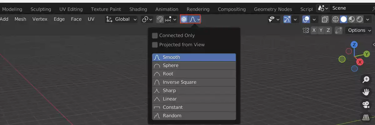 attribut nedenunder klik How to use proportional editing in Blender?