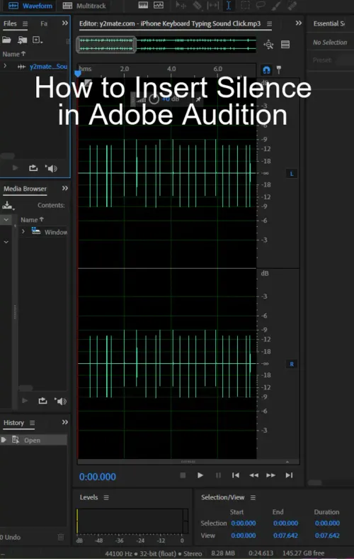 How to Insert Silence in Adobe Audition?